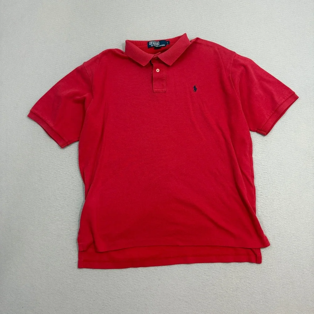 Polo Ralph Lauren Polo Shirt Mens Large Red Vintage USA Made Short Sleeve Preppy